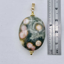 Load image into Gallery viewer, Ocean Jasper 14K Gold Filled Oval Pendant| 1 3/4" Long | Green/White | 1 Pendant