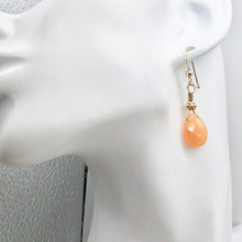 Load image into Gallery viewer, Mandarin Botswana Chalcedony Briolette Bead Earrings | Orange | 1 1/2" Long |