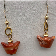 Load image into Gallery viewer, 14Kgf Chinese Money Symbol Red Sardonyx Earrings 503176 - PremiumBead Alternate Image 12