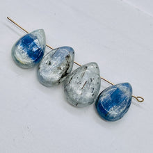 Load image into Gallery viewer, Kyanite Flat Briolette Teardrop Bead | 17x12x5-13x9x3.5mm| Blue/Silver| 4 Beads|