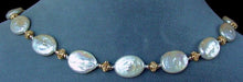 Load image into Gallery viewer, Cream Freshwater Pearl Oval Coin and 22K Vermeil 17.5-20.5 inch Necklace 200003 - PremiumBead Alternate Image 2