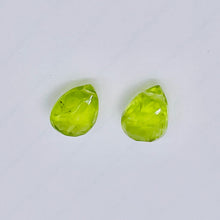 Load image into Gallery viewer, Gem! Faceted Untreated Peridot Briolette Beads Matched Pair | 10x7x5mm | 5.1tcw|