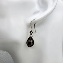 Load image into Gallery viewer, Garnet Sterling Silver Drop Earrings |1 1/4" Long | Red |