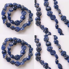 Load image into Gallery viewer, Hand Carved Blue Sodalite Rose Bead Half Strand | 15-16 Beads | 14x7 mm |