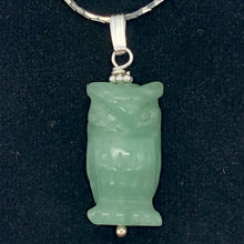 Load image into Gallery viewer, Aventurine Owl Pendant Necklace | Semi Precious Stone Jewelry | Silver Pendant - PremiumBead Alternate Image 2