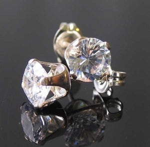 April BirtHStone Shine! 6mm Cubic Zircon & Silver Earrings 10150D - PremiumBead Primary Image 1