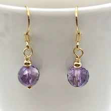 Load image into Gallery viewer, Royal Natural Amethyst 22K Gold Over Solid Sterling Earrings 310453C - PremiumBead Alternate Image 3
