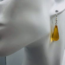 Load image into Gallery viewer, Amber Teardrop Shaped Sterling Silver Earrings | 1 1/2" Long | Orange | 1 Pair |