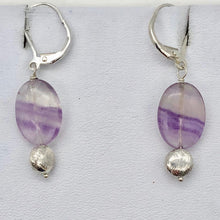 Load image into Gallery viewer, Enchanting Fluorite 15x10mm Bead Dangle Silver Earrings! | 1 1/2" Long |