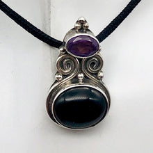 Load image into Gallery viewer, Stunning! ~Onyx & Amethyst Sterling Silver Pendant! - PremiumBead Alternate Image 2