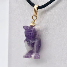 Load image into Gallery viewer, Amethyst Hand Carved Hooting Owl & 14Kgf Gold Filled 1 3/8" Long Pendant 509297AMG - PremiumBead Alternate Image 3
