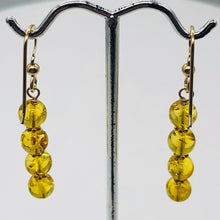 Load image into Gallery viewer, Amber 4 Bead 14K Gold Filled Drop/Dangle Earrings | 2" Long | Yellow | 1 Pair |