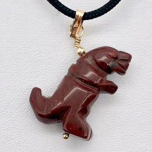 Load image into Gallery viewer, Red Jasper T- Rex Pendant Necklace|Semi Precious Stone Jewelry| 14k gf Pendant | - PremiumBead Primary Image 1