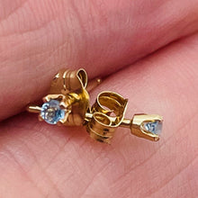 Load image into Gallery viewer, Blue Zircon 14K Gold Earrings Stud Round | 2mm | Blue | 1 Pair |