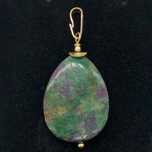 Load image into Gallery viewer, Natural Ruby Zoisite and 14K Gold Filled Pendant | 2" Long | Green/Red |