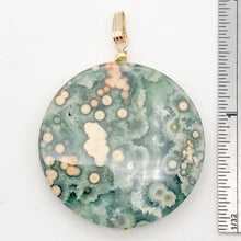 Load image into Gallery viewer, White Green Gold Ocean Jasper & 14K Gold Filled Pendant | 36mm | 2" Long |