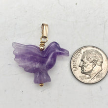 Load image into Gallery viewer, Amethyst Dove Bird Pendant Necklace|Semi Precious Stone Jewelry|14k Pendant - PremiumBead Alternate Image 6