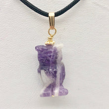 Load image into Gallery viewer, Amethyst Hand Carved Hooting Owl & 14Kgf Gold Filled 1 3/8" Long Pendant 509297AMG - PremiumBead Primary Image 1