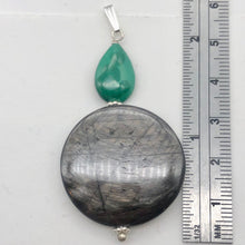 Load image into Gallery viewer, Hypersthene and Malachite Sterling Silver Goddess Pendant | 2 Inch|Silver Green|