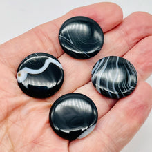 Load image into Gallery viewer, 4 Beads of Black & White Sardonyx 25x6mm Coin Beads 10486