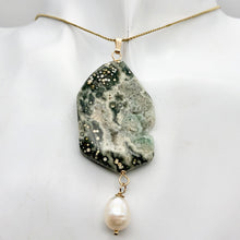Load image into Gallery viewer, Ocean Jasper and Pearl 14K Gold Filled Pendant | 2 3/4 Inch Long |