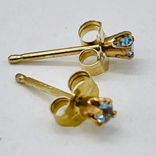 Load image into Gallery viewer, Aquamarine 14K Gold Stud Round Earrings | 2mm | Aqua | 1 Pair |