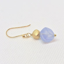 Load image into Gallery viewer, Blue Chalcedony and 22K Vermeil Brushed Bead Earrings! 309231C - PremiumBead Alternate Image 3