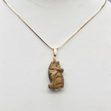 Load image into Gallery viewer, New Moon! Hand Carved Tiger'S Eye Wolf & 14Kgf Pendant 509282TEG - PremiumBead Alternate Image 2
