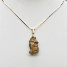 Load image into Gallery viewer, Tiger's Eye Wolf Pendant Necklace | Semi Precious Stone Jewelry | 14k Pendant