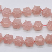 Load image into Gallery viewer, 3 Carved Rose Quartz 6-Point 16x9mm Star Beads 9245RQ | 16x9mm | Pink