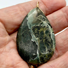 Load image into Gallery viewer, Wow Tsunami Sediment Stone Wire Wrap Pendant | 55x35mm | Deep Green |