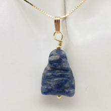 Load image into Gallery viewer, Namaste Hand Carved Sodalite Buddha and 14K Gold Filled Pendant, 1.5" Long - PremiumBead Alternate Image 3