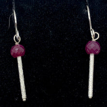 Load image into Gallery viewer, Natural Precious Gemstone Ruby Sterling Silver Earrings | 1 3/8 Inch Long | - PremiumBead Alternate Image 3