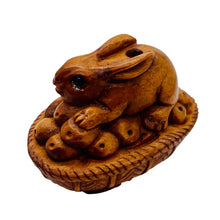 Load image into Gallery viewer, Hoppity Hop Carved Bunny Rabbit Boxwood Ojime/Netsuke Bead