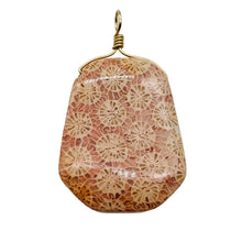 Load image into Gallery viewer, Fossilized Coral 14K Gold Filled Wire Wrap Pendant Pre-Cambrian Era | 1 5/8" |