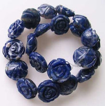 Load image into Gallery viewer, 3 Hand Carved Blue Sodalite Rose Beads 010179 - PremiumBead Alternate Image 2