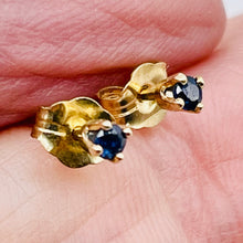 Load image into Gallery viewer, Sapphire 14K Gold 2mm Stud Round Earrings | 2mm | Blue | 1 Pair |