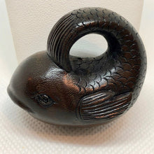 Load image into Gallery viewer, Carved & Signed Fish Dark Teak Ojime/Netsuke Bead - PremiumBead Primary Image 1