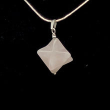 Load image into Gallery viewer, Kabbalah Carved Rose Quartz Merkaba Star w/Sterling Silver Pendant 509288RQS