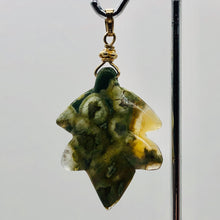 Load image into Gallery viewer, Ryolite Rain Tree Jasper 14K Gold Filled Leaf | 2" Long | Green | 1 Pendant