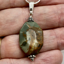 Load image into Gallery viewer, Owyhee Jasper Sterling Silver Drop Pendant | 1 3/4" Long| Green/Brown| 1 Pendant