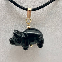 Load image into Gallery viewer, Black Obsidian Pig Pendant Necklace |Semi Precious Stone Jewelry|14k gf Pendant| - PremiumBead Alternate Image 11