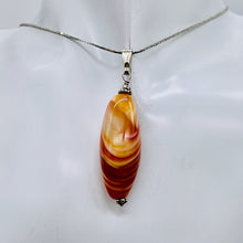 Load image into Gallery viewer, Sardonyx Sterling Silver Briolette Pendant | 2 1/4" Long | Orange/White | 1 |