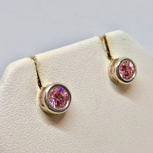 Load image into Gallery viewer, October! 7mm Pink Cubic Zirconia & Sterling Silver Earrings 9780Jb - PremiumBead Alternate Image 6