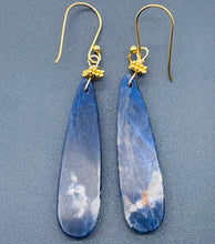 Load image into Gallery viewer, Sodalite 14K Gold Filled Teardrop | 3" Long | Blue/White | 1 Pair Earrings |