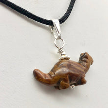 Load image into Gallery viewer, Tigereye Diplodocus Dinosaur with Sterling Silver Pendant 509259TES | 25x11.5x7.5mm (Diplodocus), 5.5mm (Bail Opening), 7/8" (Long) | Golden - PremiumBead Alternate Image 5