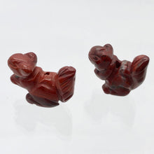 Load image into Gallery viewer, Nuts 2 Hand Carved Animal Brecciated Jasper Squirrel Beads | 22x15x10mm | Red - PremiumBead Alternate Image 2