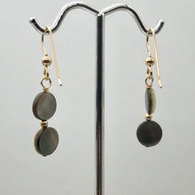 Load image into Gallery viewer, Black Lip Mussel Shell Pearl Drop/Dangle 14kgf Earrings| 1 1/2" Long | 1 Pair |