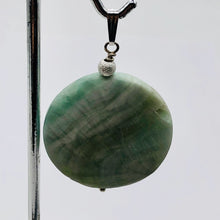 Load image into Gallery viewer, Wavy Hemimorphite Disc Dangle Sterling Silver Pendant| 1 3/4" Long| Aqua/Green |