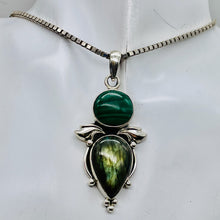 Load image into Gallery viewer, Malachite Labradorite Sterling Silver Goddess | 2 1/2" Long | Blue Green Flash |